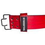 Wahlanders Powerlifting Belt, Red Leather With Black Stitching, IPF Approved