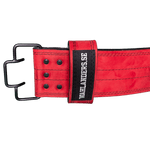 Wahlanders Powerlifting Belt, Red Suede With Black Stitching, IPF Approved