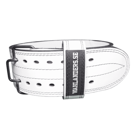 Wahlanders Powerlifting Belt, White Leather With Black Stitching, IPF Approved